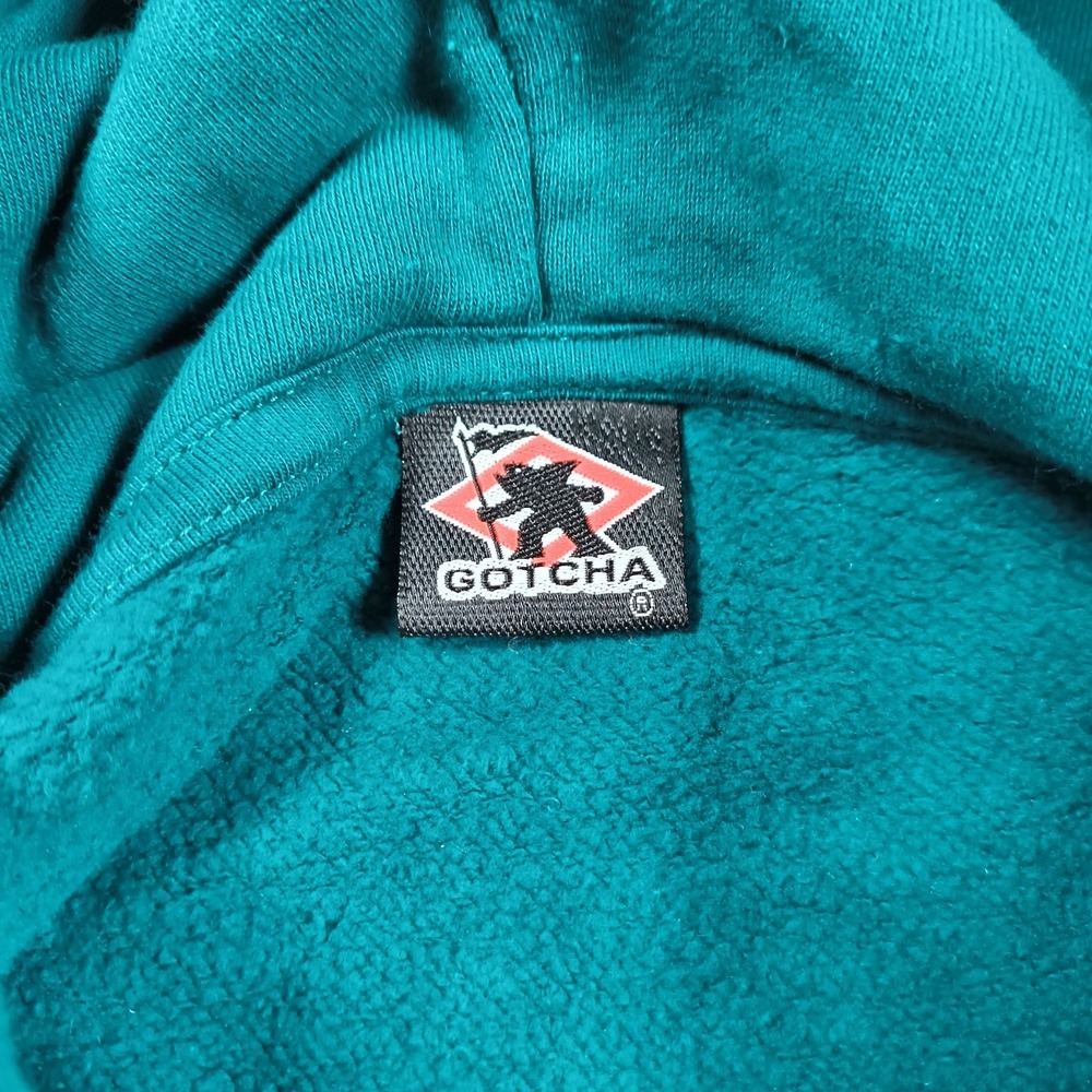 Vintage Gotcha Hoodie Mens XXL Green Peace Skull Pullover  Y2K Surf Skate - Picture 6 of 11